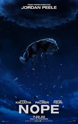 A poster featuring a horse and various objects being pulled into the air.