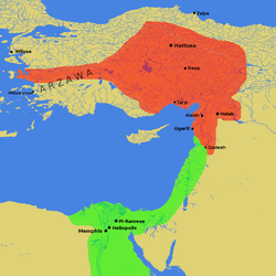 الإمبراطورية المصرية و الإمبراطورية الحيثية في الفترة الزمنية لوقوع معركة قادش (1274 ق.م.)