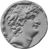 Ancient coin depicting a Seleucid ruler (Antiochus VIII)