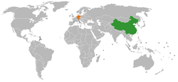 Map indicating locations of China and Germany