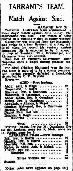 Sindh Cricket team match with Australia in 1935.jpg