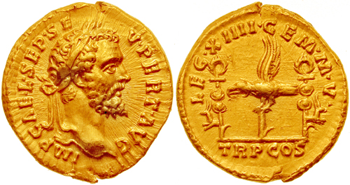 ملف:Aureus Septimius Severus-193-leg XIIII GMV.jpg