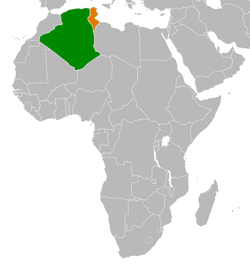 Map indicating locations of Algeria and Tunisia