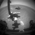 Opportunity prepares to inspect the unusual rock, now dubbed Block Island. It is the largest meteorite found by a Martian rover so far.