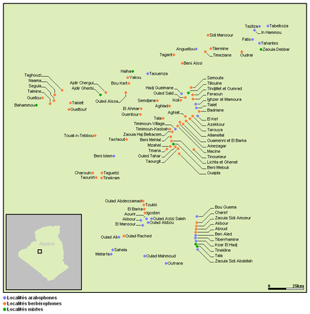 Gourara ksour - Linguistic map.PNG
