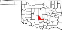 Map of Oklahoma highlighting ماكلاين