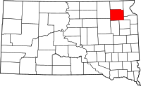 Map of South Dakota highlighting ديه
