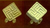 Swastika seals from Mohenjo-daro, Pakistan, of the Indus Valley civilisation, circa 2,100 – 1,750 BCE, preserved at the British Museum[86]