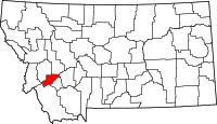 Map of Montana highlighting دير لودج