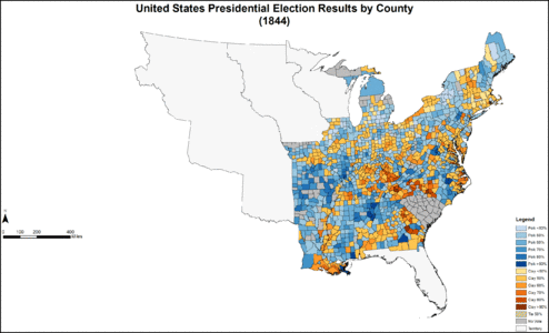 Results by county, shaded according to winning candidate's percentage of the vote