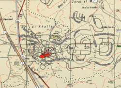 El'ad 2020 street map overlaid on Survey of Palestine map from 1941 (cropped).png