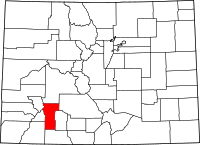 Map of Colorado highlighting هينسدال