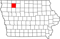 Map of Iowa highlighting كلاي