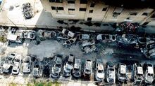 السيارات التي أحرقها المستوطنين أثناء هجومهم على بلدة حوارة (26 فبراير 2023).