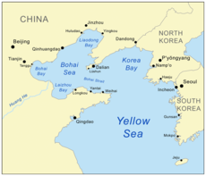 خريطة توضح موقع خليج كوريا.