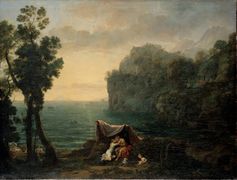 Coastal landscape with Acis and Galatea by Claude Lorrain (1657)