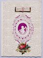 إحدى بطاقات عيد الحب من تصميم استر هاولاند تم إنتاجها حوالي عام 1850، والبطاقة مكتوب عليها: "Weddings now are all the go, Will you marry me or no"