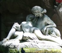 The lovers embrace on the Medici Fountain, Paris
