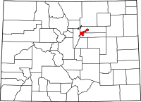 Map of Colorado highlighting دينفر