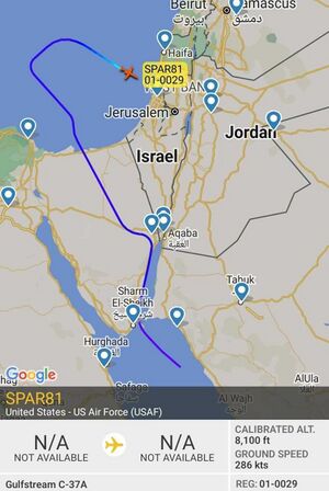 مسار رحلة ماكغورك من السعودية إلى مطار بن غوريون باسرائيل