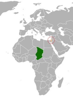 Map indicating locations of Chad and Israel