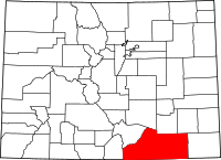 Map of Colorado highlighting لاس أنيماس