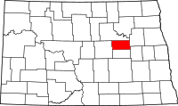 Map of North Dakota highlighting إدي