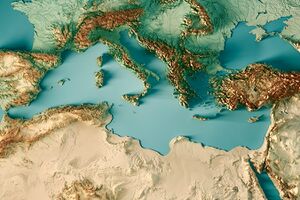 خريطة طبوغرافية لمنطقة حوض المتوسط