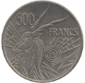 وجه عملة معدنية فئة 500 فرنك، صدرت في 1979.