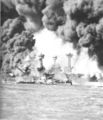 Burning ships at Pearl Harbor