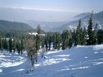 View from the Gulmarg slopes. Cable car is used as ski lift