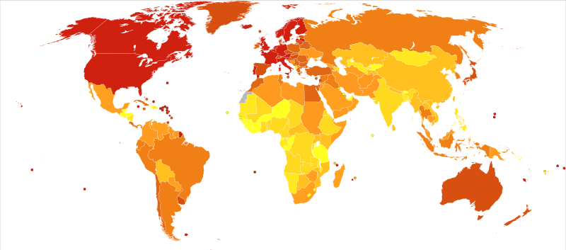 ملف:Lymphomas, multiple myeloma world map-Deaths per million persons-WHO2012.svg