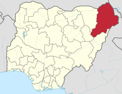 موقع ولاية برنو في نيجيريا