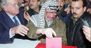 عرفات يشارك بانتخابات السلطة الفلسطينية 1996
