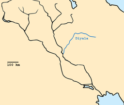 خريطة نهر ديالى (بالأزرق)