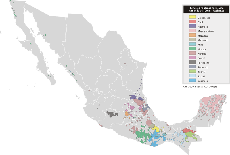 ملف:Mapa de lenguas de México + 100 000.png