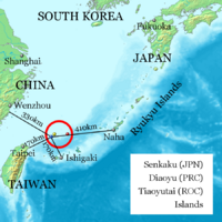 Location of جزر سنكاكو Senkaku Islands