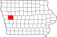 Map of Iowa highlighting كروفورد