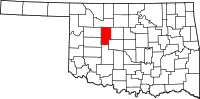 Map of Oklahoma highlighting بلاين