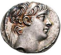 Ancient coin depicting a Seleucid ruler (Antiochus X)