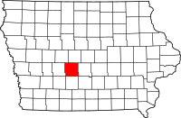 Map of Iowa highlighting دالاس