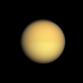 Seasonal changes give Titan a slightly darker top half and a slightly lighter bottom half in winter.