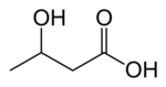 Skeletal formula of 3-hydroxybutyric acid