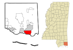 Location of Pascagoula in Jackson County, Mississippi