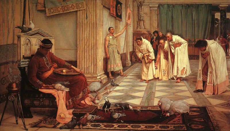 ملف:John William Waterhouse - The Favorites of the Emperor Honorius - 1883.jpg