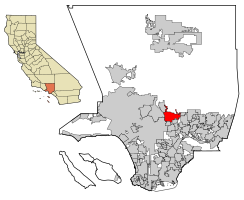 موقع پاسادينا في مقاطعة لوس أنجلس، ولاية كاليفورنيا.