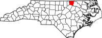 Map of North Carolina highlighting وارين