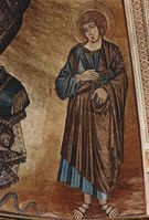 Detail of mosaic Christ enthroned with the Virgin and St John showing St. John the Evangelist