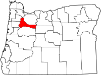 Map of Oregon highlighting ماريون