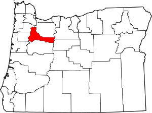 Map of Oregon highlighting Marion County